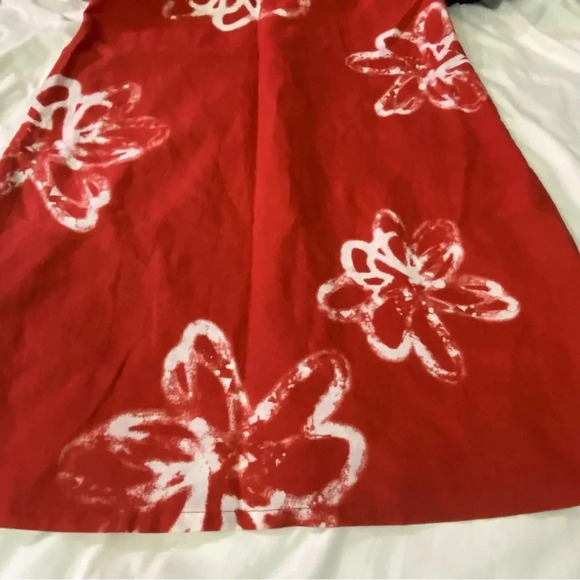 Lole linen cotton women red-orange batik floral tie dye midi hippie casual dress - Picture 8 of 10